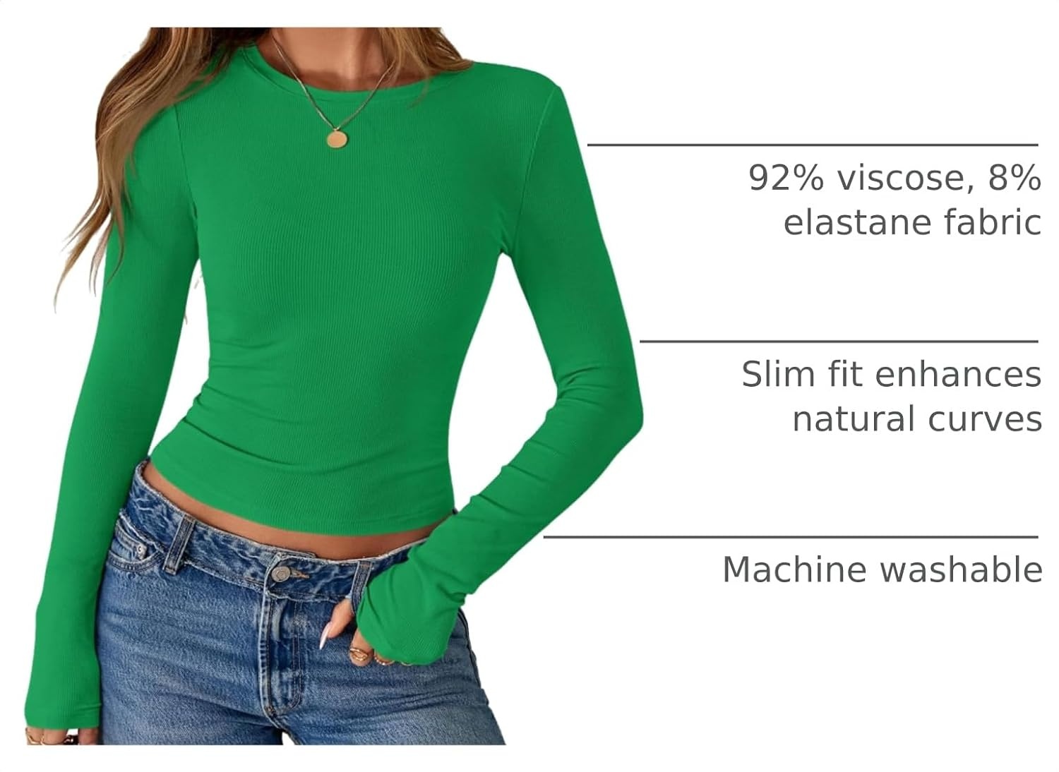 image:imagePRETTYGARDEN Womens Fall Long Sleeve Shirts Basic TeesGreen