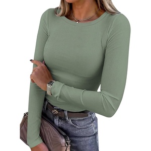 PRETTYGARDEN Women’s Fall Long Sleeve Shirts Basic Tees(Sage Green)