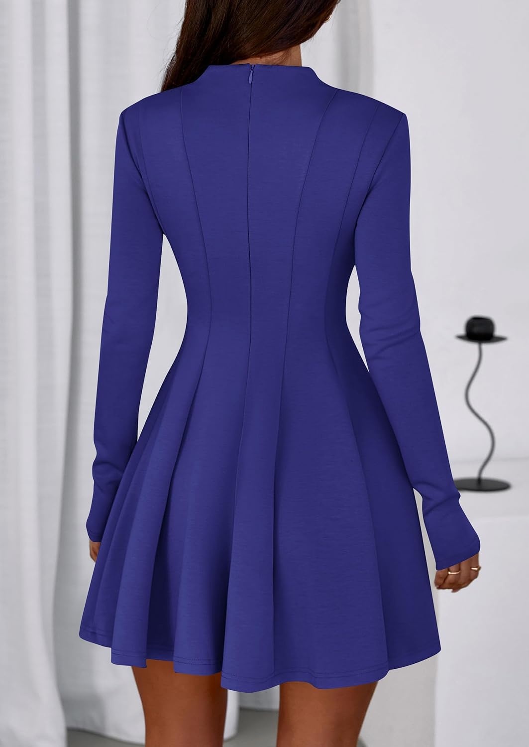 image:imagePRETTYGARDEN Fall Dresses for Women Long Sleeve Flowy Mini Homecoming DressBlue