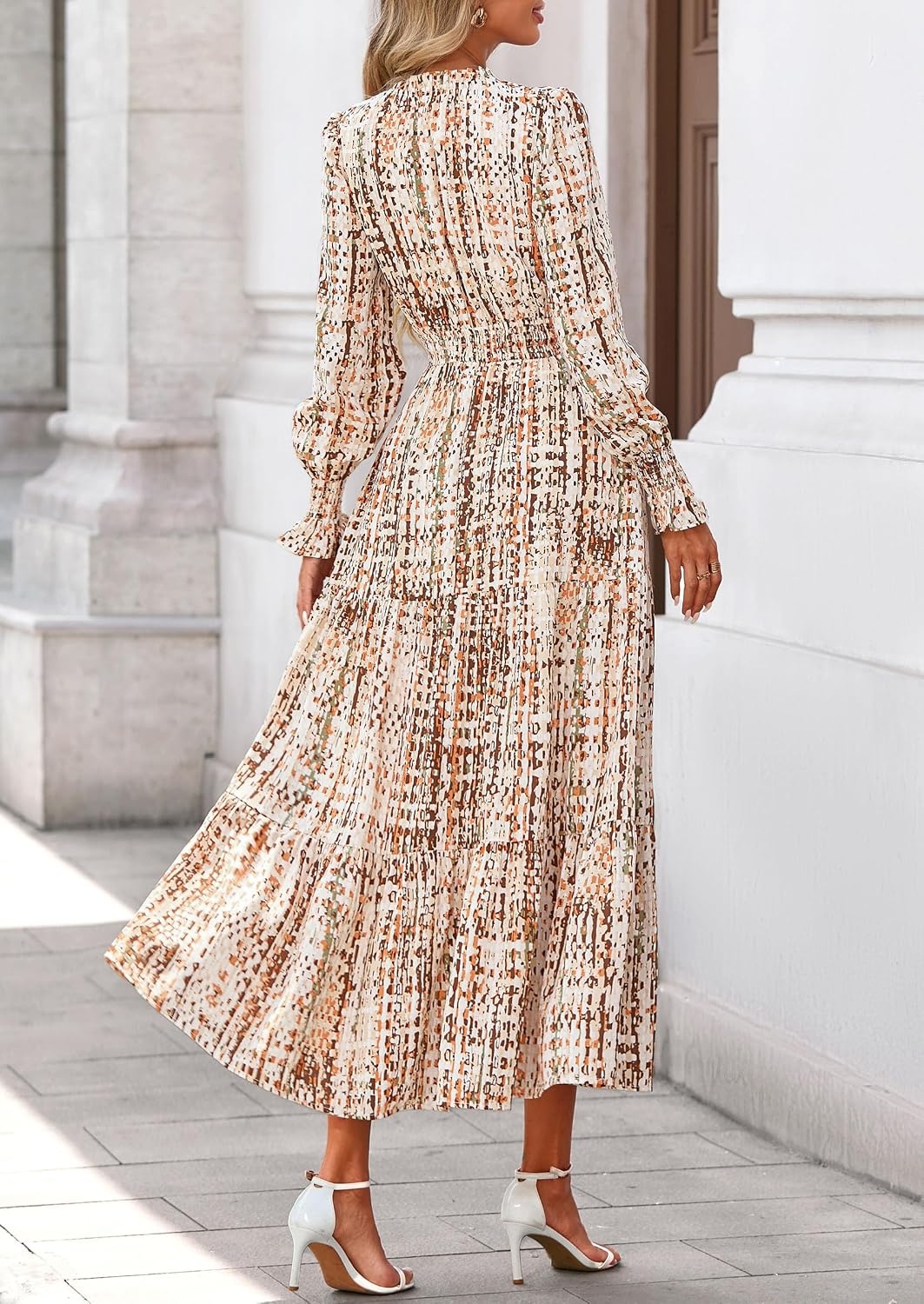 image:imagePRETTYGARDEN Womens Floral Maxi Dress Fall A Line Wedding Guest DressesFloral Khaki