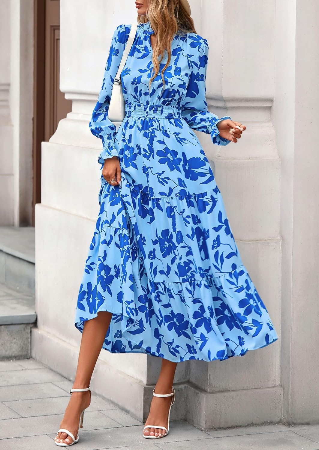 image:imagePRETTYGARDEN Womens Floral Maxi Dress Fall A Line Wedding Guest DressesFloral Light Blue