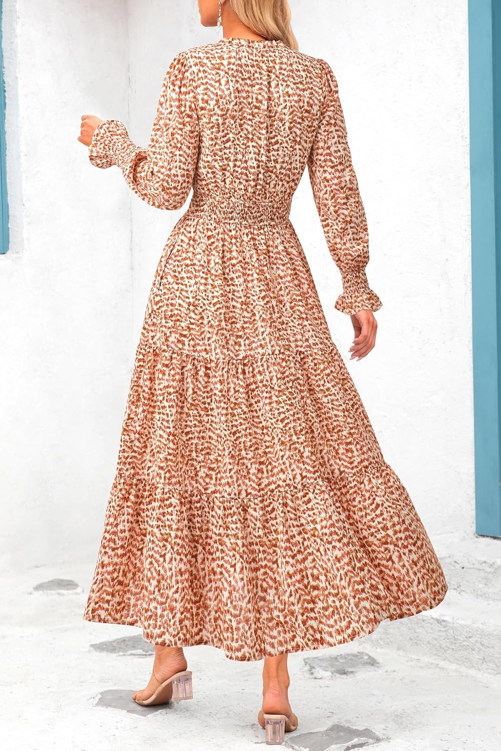 image:imagePRETTYGARDEN Womens Floral Maxi Dress Fall A Line Wedding Guest DressesFloral Orange