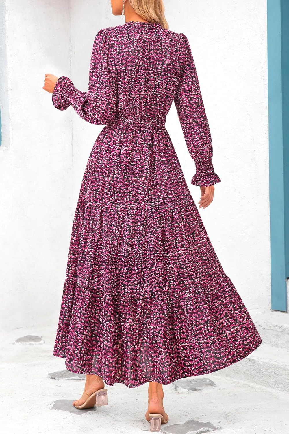 image:imagePRETTYGARDEN Womens Floral Maxi Dress Fall A Line Wedding Guest DressesFloral Red Black