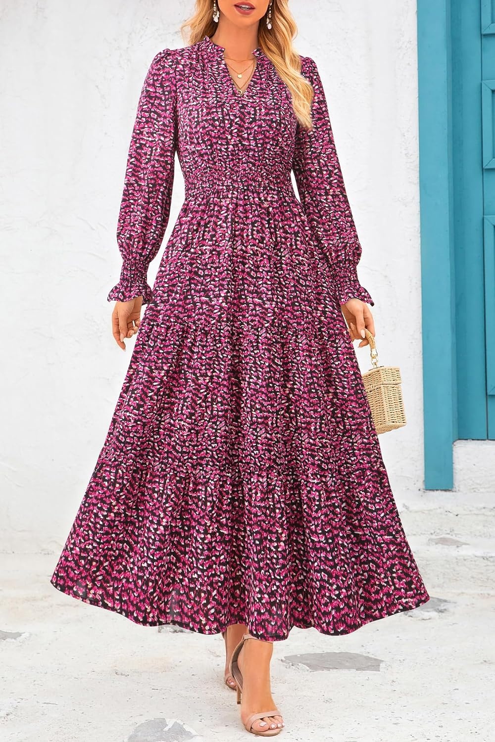 image:imagePRETTYGARDEN Womens Floral Maxi Dress Fall A Line Wedding Guest DressesFloral Red Black