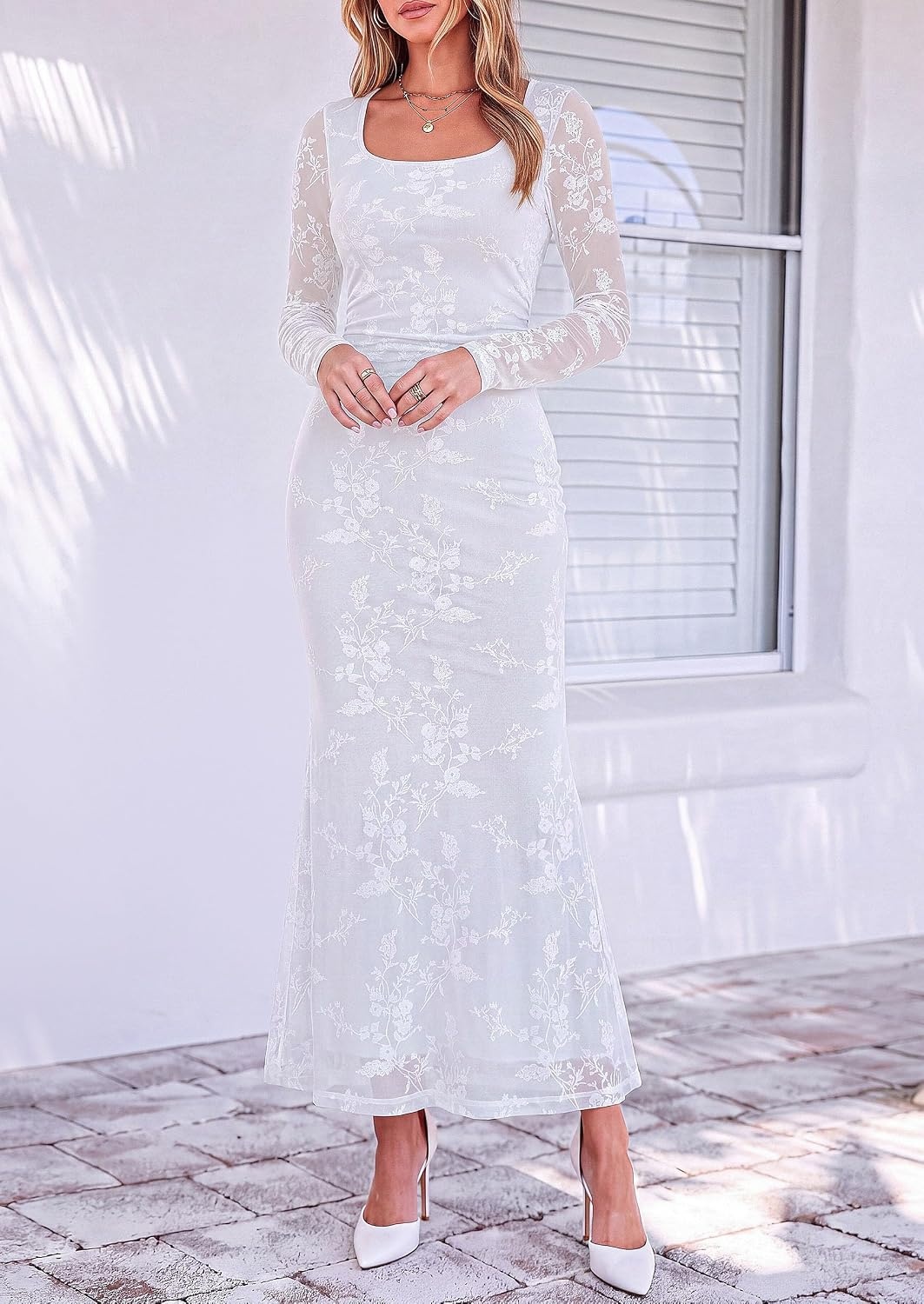 image:imagePRETTYGARDEN Womens Formal Floral Maxi Dress Fall Wedding Guest DressesWhite