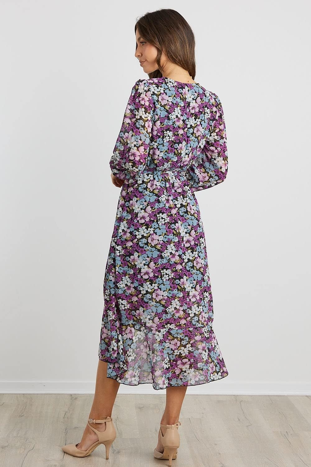image:imagePRETTYGARDEN Womens Long Sleeve Boho Maxi Fall Floral Wedding Guest DressesFloral Purple