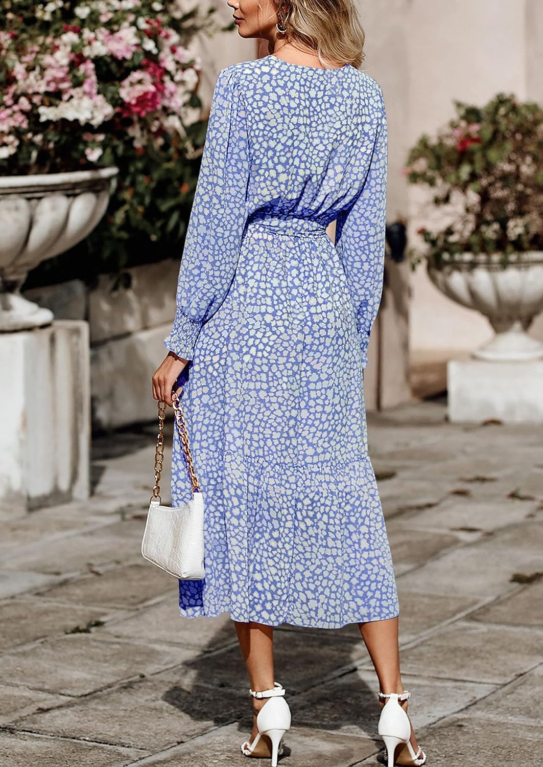 image:imagePRETTYGARDEN Womens Long Sleeve Boho Maxi Fall Floral Wedding Guest DressesLight Blue