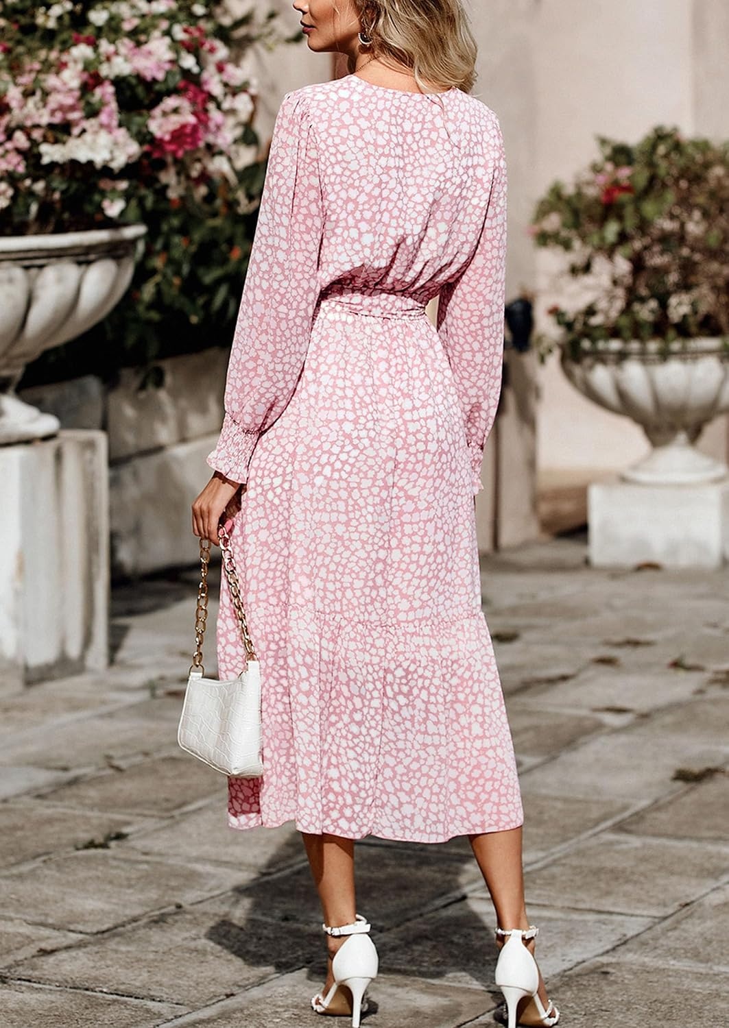 image:imagePRETTYGARDEN Womens Long Sleeve Boho Maxi Fall Floral Wedding Guest DressesPink