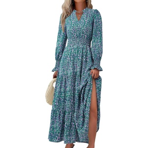 PRETTYGARDEN Women’s Floral Maxi Dress Fall A Line Wedding Guest Dresses(Floral Purple Green)