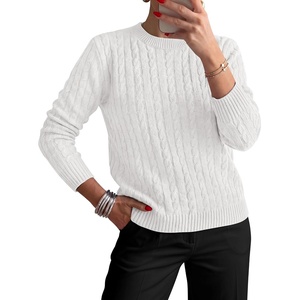 PRETTYGARDEN Womens Cable Knit Crewneck Fall Sweater Long Sleeve Tops 2026(White)