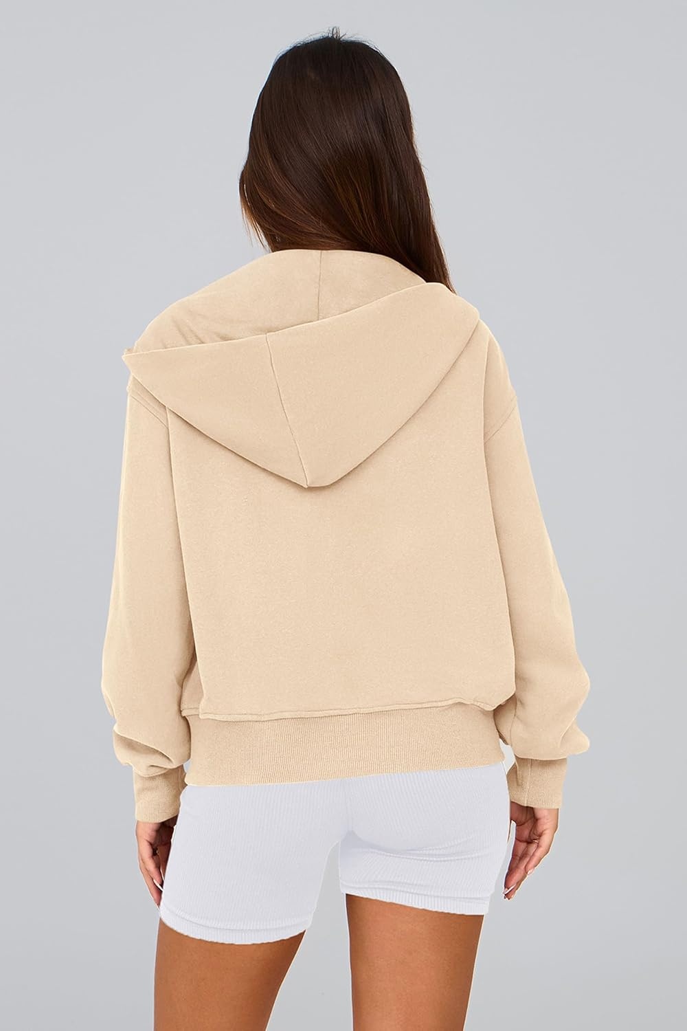 image:imagePRETTYGARDEN Hoodies for Women Fall Fashion Zip Up Fleece Plain SweatshirtApricot