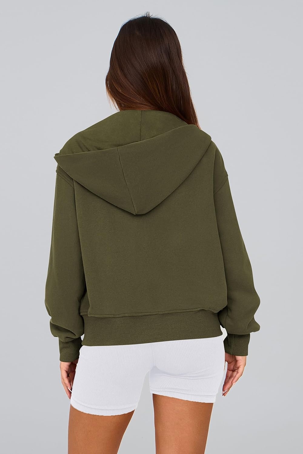 image:imagePRETTYGARDEN Hoodies for Women Fall Fashion Zip Up Fleece Plain SweatshirtArmy Green