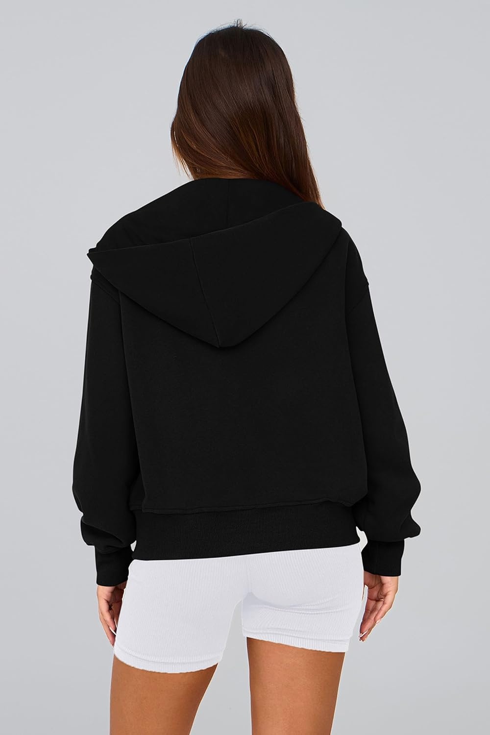 image:imagePRETTYGARDEN Hoodies for Women Fall Fashion Zip Up Fleece Plain SweatshirtBlack