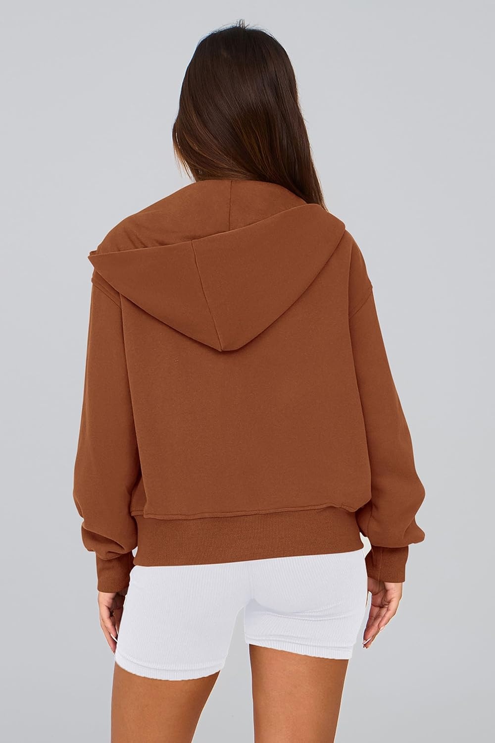 image:imagePRETTYGARDEN Hoodies for Women Fall Fashion Zip Up Fleece Plain SweatshirtBrown