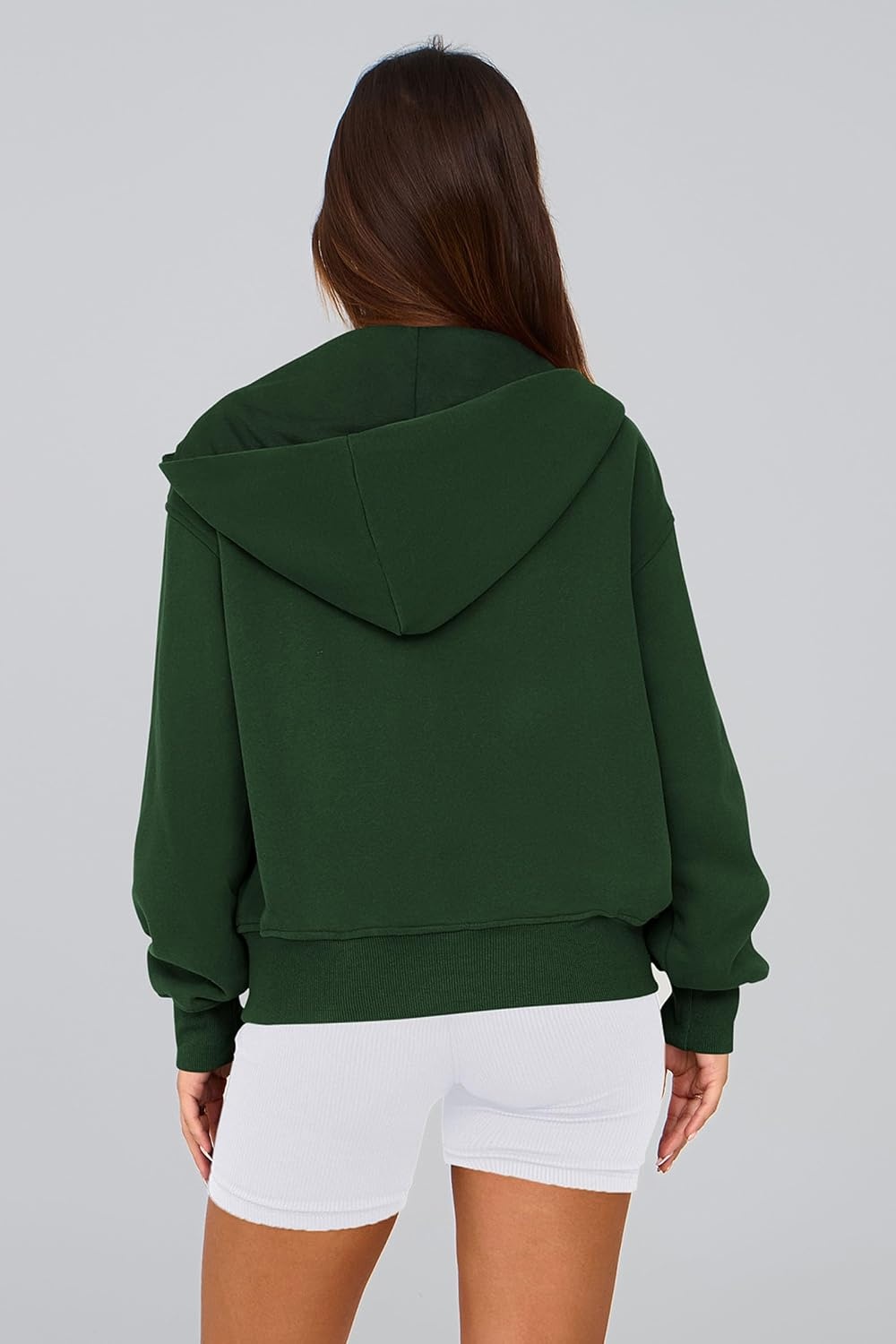 image:imagePRETTYGARDEN Hoodies for Women Fall Fashion Zip Up Fleece Plain SweatshirtDark Green