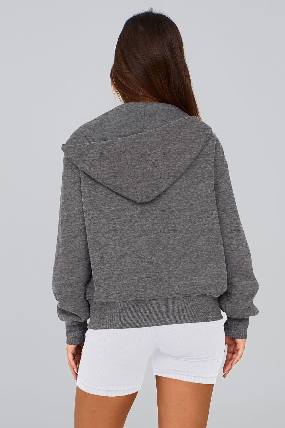 image:imagePRETTYGARDEN Hoodies for Women Fall Fashion Zip Up Fleece Plain SweatshirtDark Grey