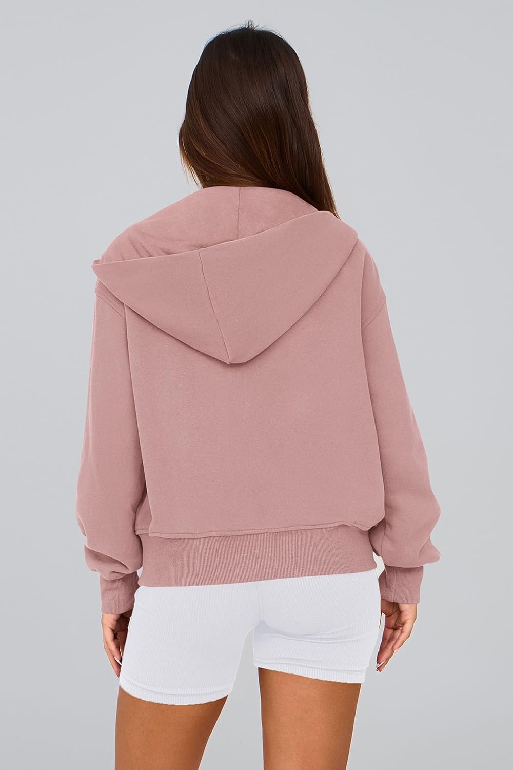 image:imagePRETTYGARDEN Hoodies for Women Fall Fashion Zip Up Fleece Plain SweatshirtDusty Pink