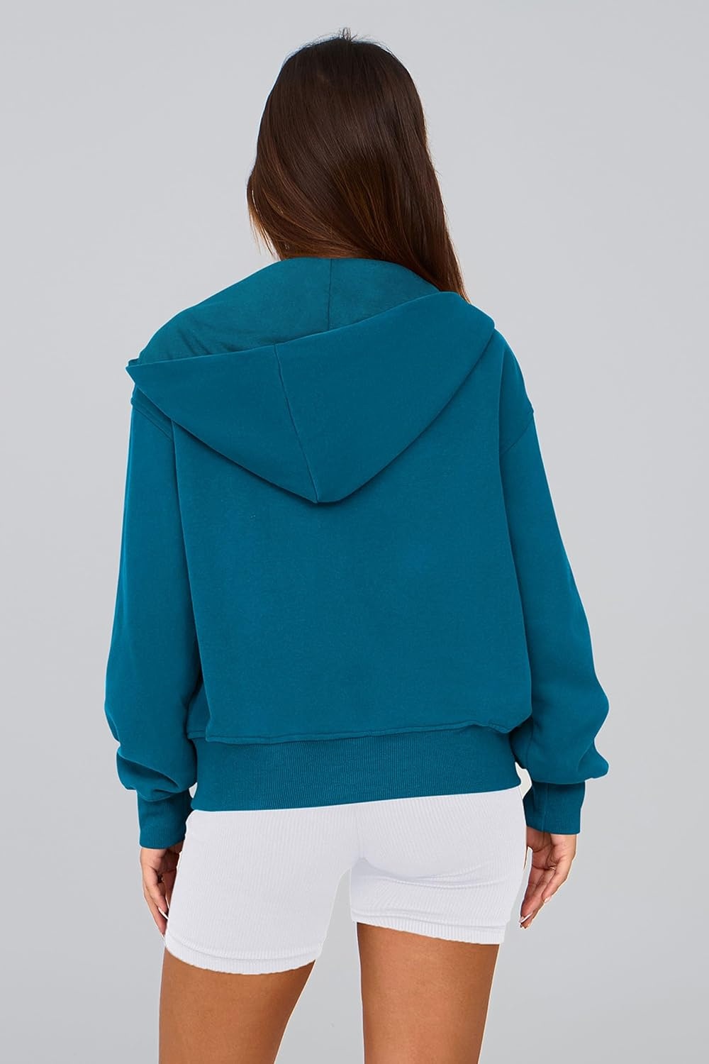 image:imagePRETTYGARDEN Hoodies for Women Fall Fashion Zip Up Fleece Plain SweatshirtLake Blue