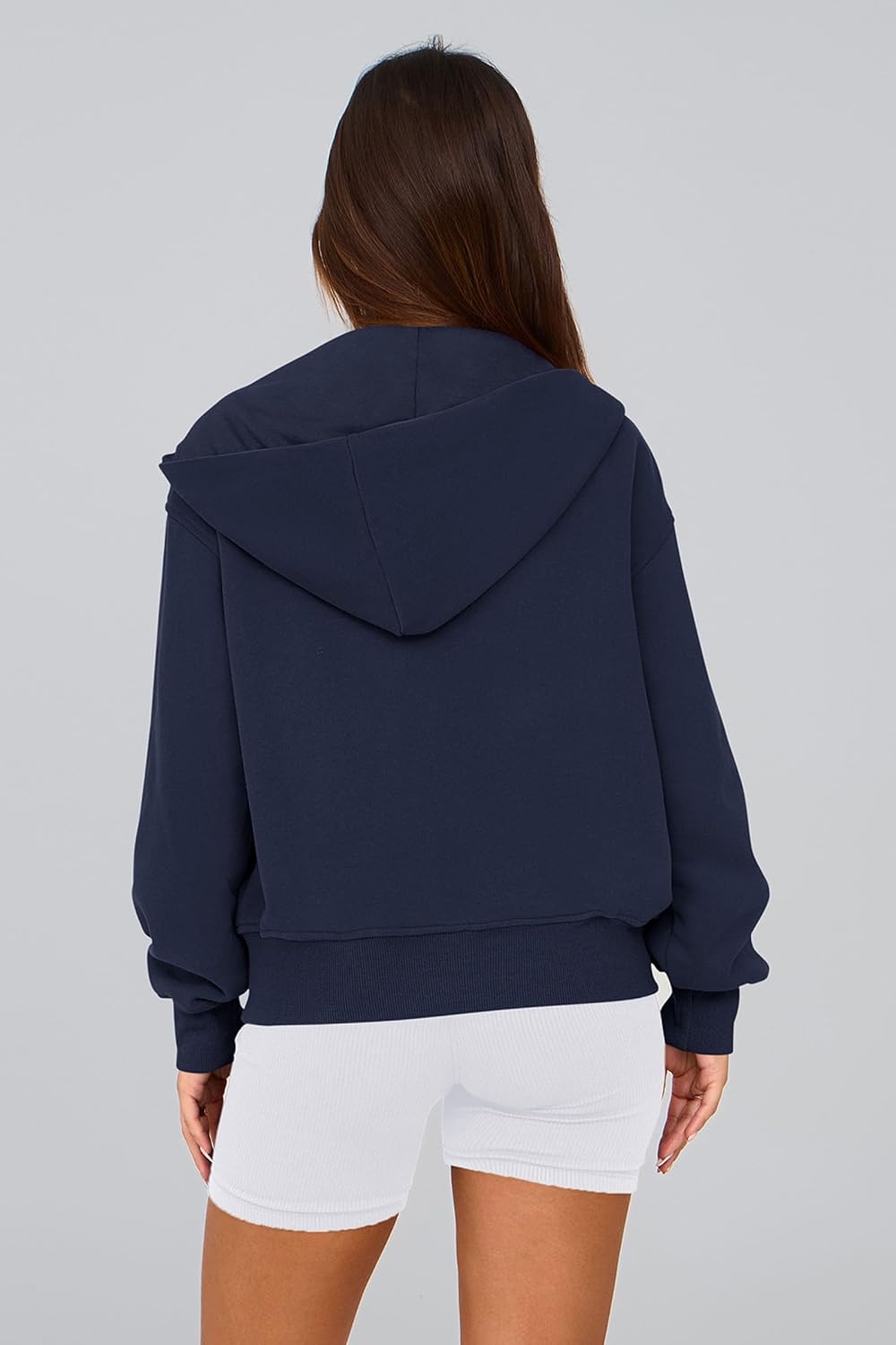 image:imagePRETTYGARDEN Hoodies for Women Fall Fashion Zip Up Fleece Plain SweatshirtNavy