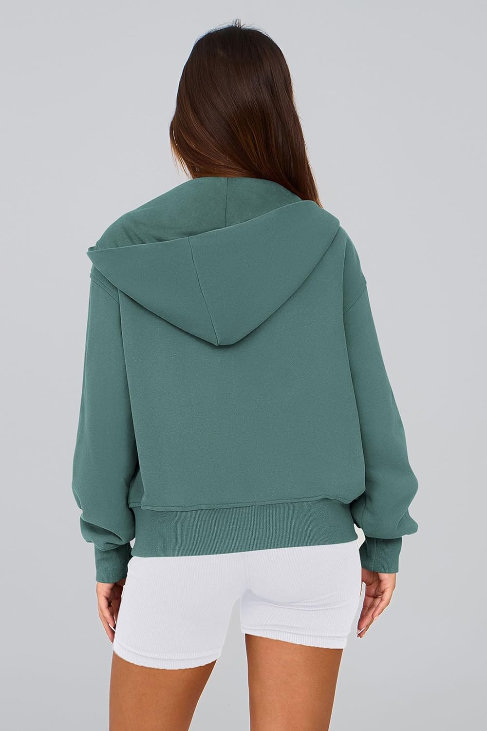 image:imagePRETTYGARDEN Hoodies for Women Fall Fashion Zip Up Fleece Plain SweatshirtSage Green