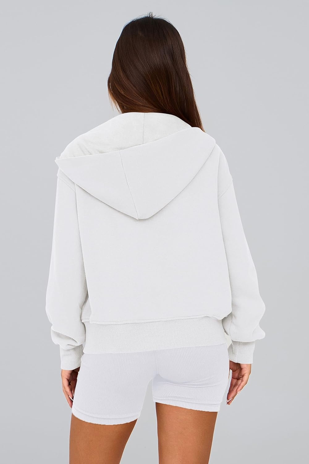 image:imagePRETTYGARDEN Hoodies for Women Fall Fashion Zip Up Fleece Plain SweatshirtWhite