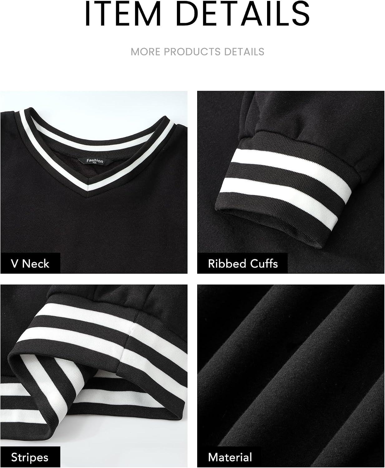 image:imagePRETTYGARDEN Womens Fall Color Block Oversized SweatshirtsBlack