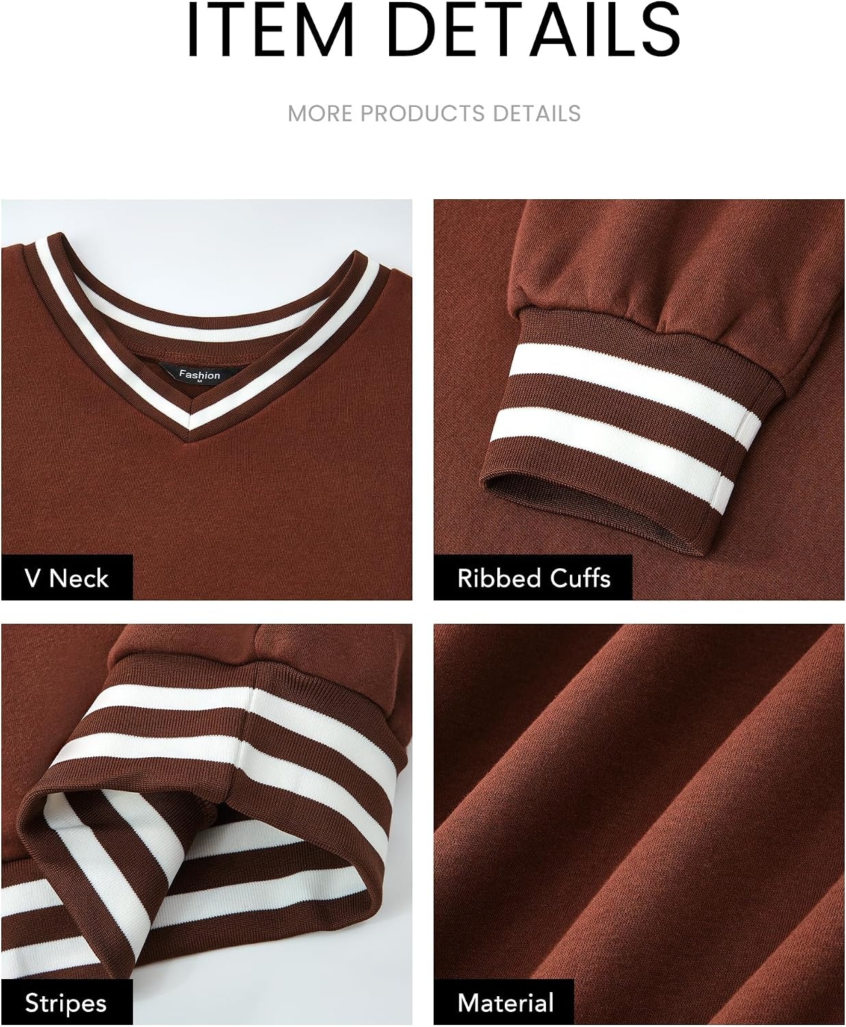 image:imagePRETTYGARDEN Womens Fall Color Block Oversized SweatshirtsBrown