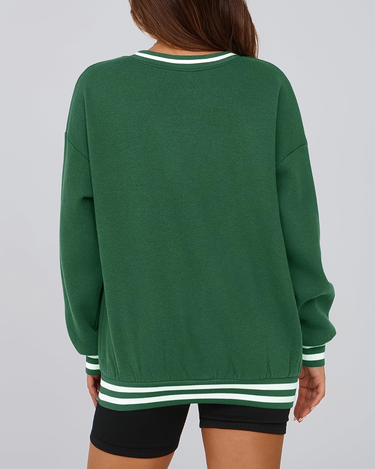 image:imagePRETTYGARDEN Womens Fall Color Block Oversized SweatshirtsGreen