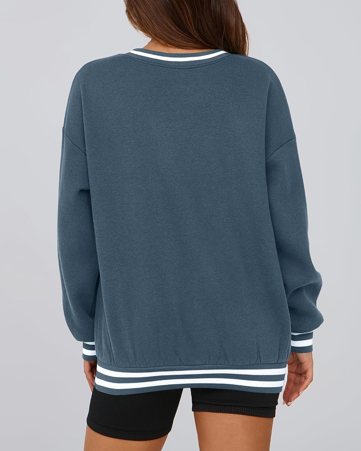 image:imagePRETTYGARDEN Womens Fall Color Block Oversized SweatshirtsGrey Blue