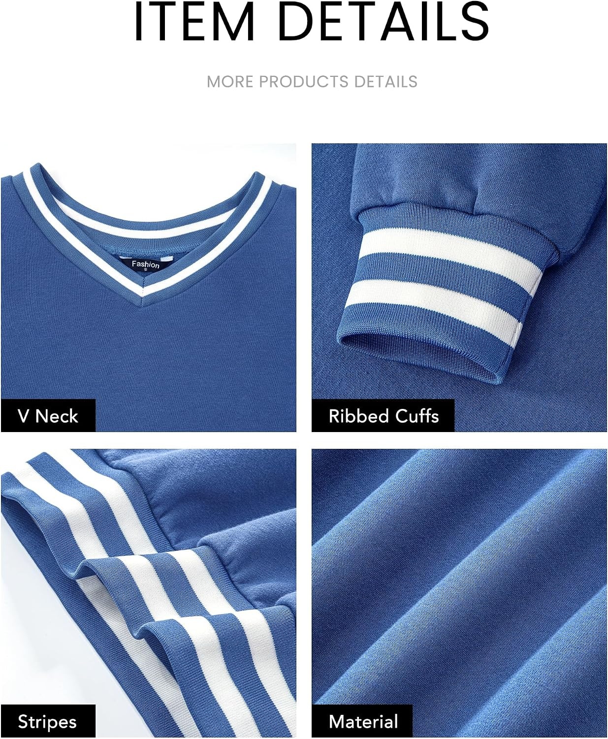 image:imagePRETTYGARDEN Womens Fall Color Block Oversized SweatshirtsGrey Blue