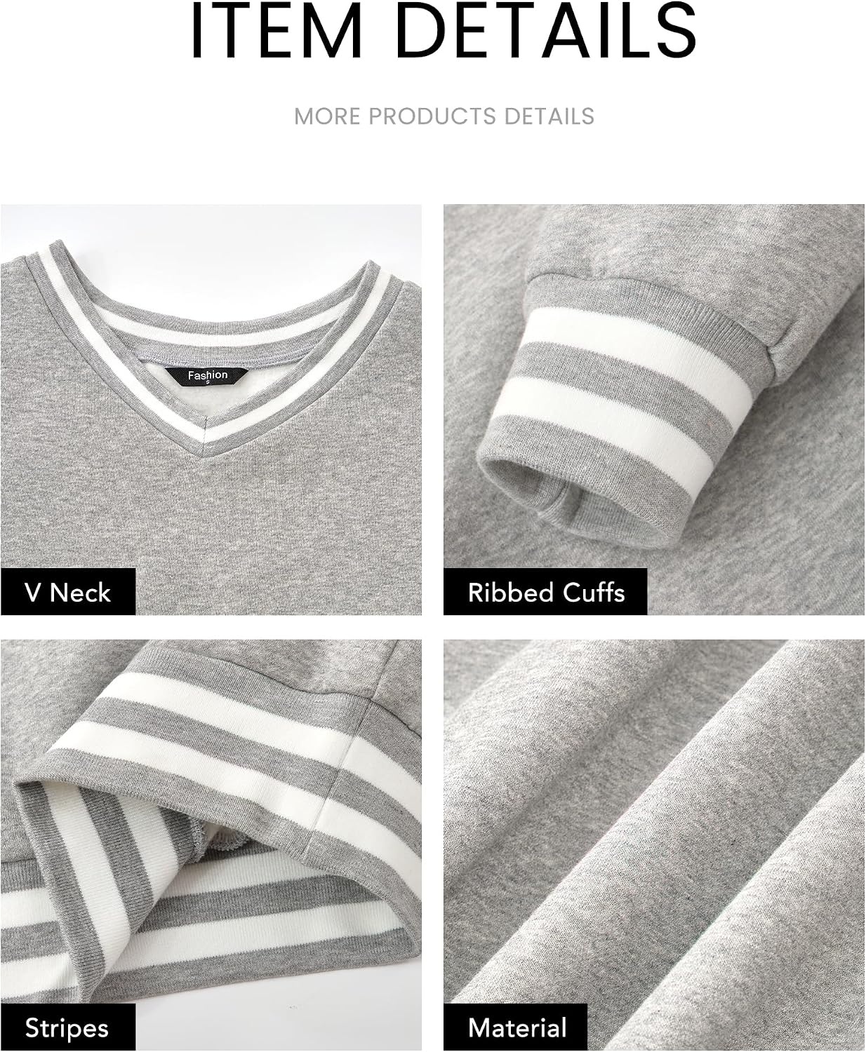 image:imagePRETTYGARDEN Womens Fall Color Block Oversized SweatshirtsLight Grey