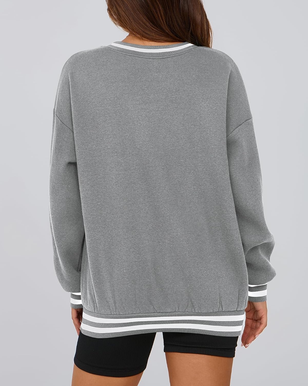 image:imagePRETTYGARDEN Womens Fall Color Block Oversized SweatshirtsLight Grey