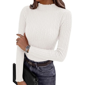 PRETTYGARDEN Women’s Long Sleeve Shirts Fall Fashion Mock Neck Cute Tops(White)