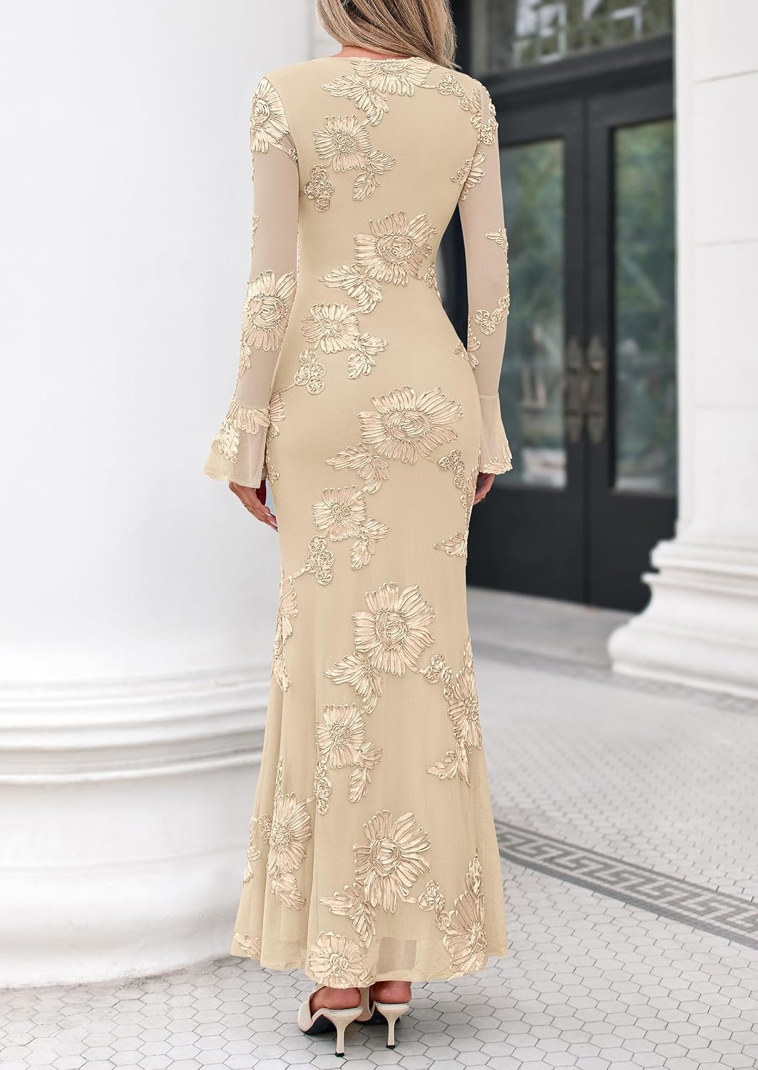 image:imagePRETTYGARDEN Womens Formal Floral Maxi Bodycon Wedding Guest Dresses 2026Apricot