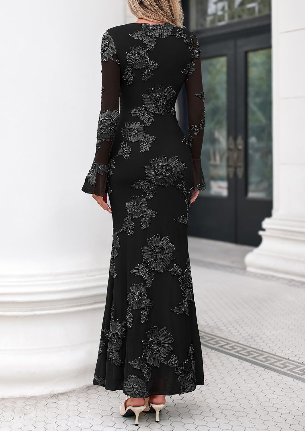 image:imagePRETTYGARDEN Womens Formal Floral Maxi Bodycon Wedding Guest Dresses 2026Black