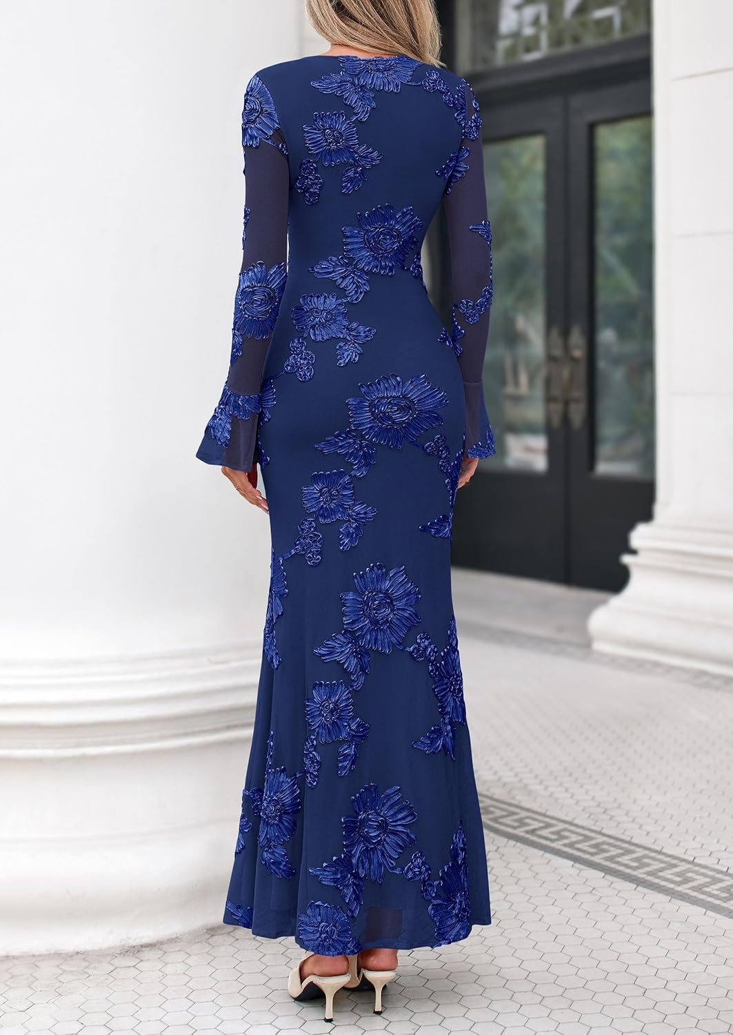 image:imagePRETTYGARDEN Womens Formal Floral Maxi Bodycon Wedding Guest Dresses 2026Navy Blue