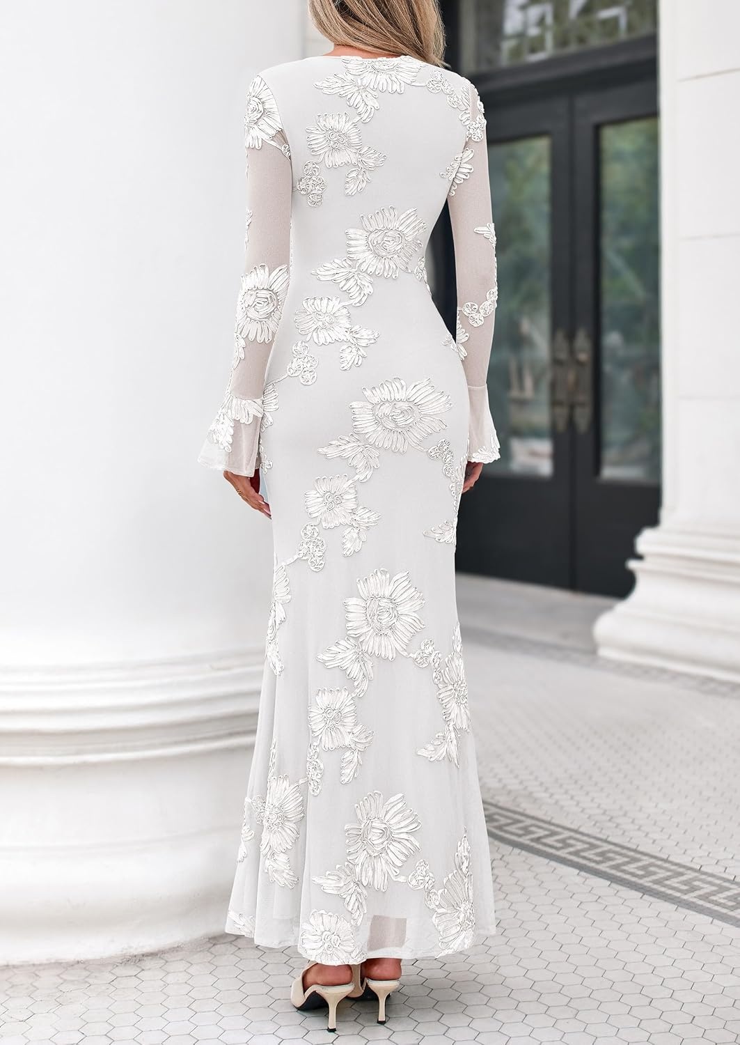 image:imagePRETTYGARDEN Womens Formal Floral Maxi Bodycon Wedding Guest Dresses 2026White