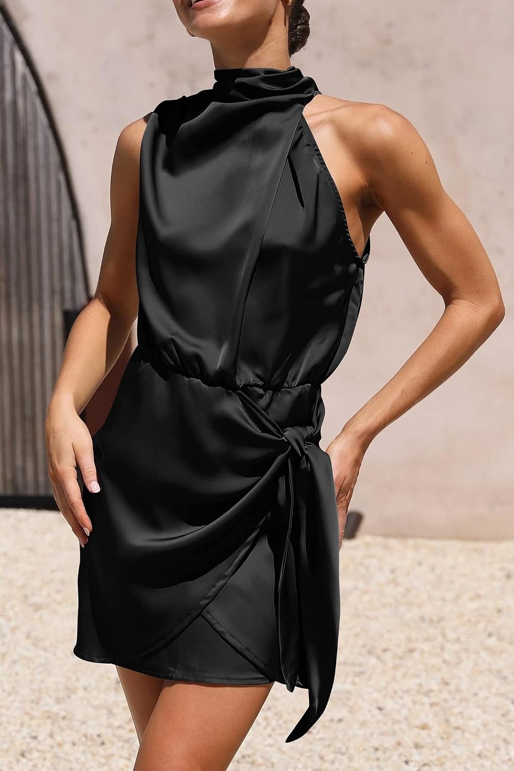 image:imagePRETTYGARDEN Womens Formal Short Satin Cocktail DressBlack