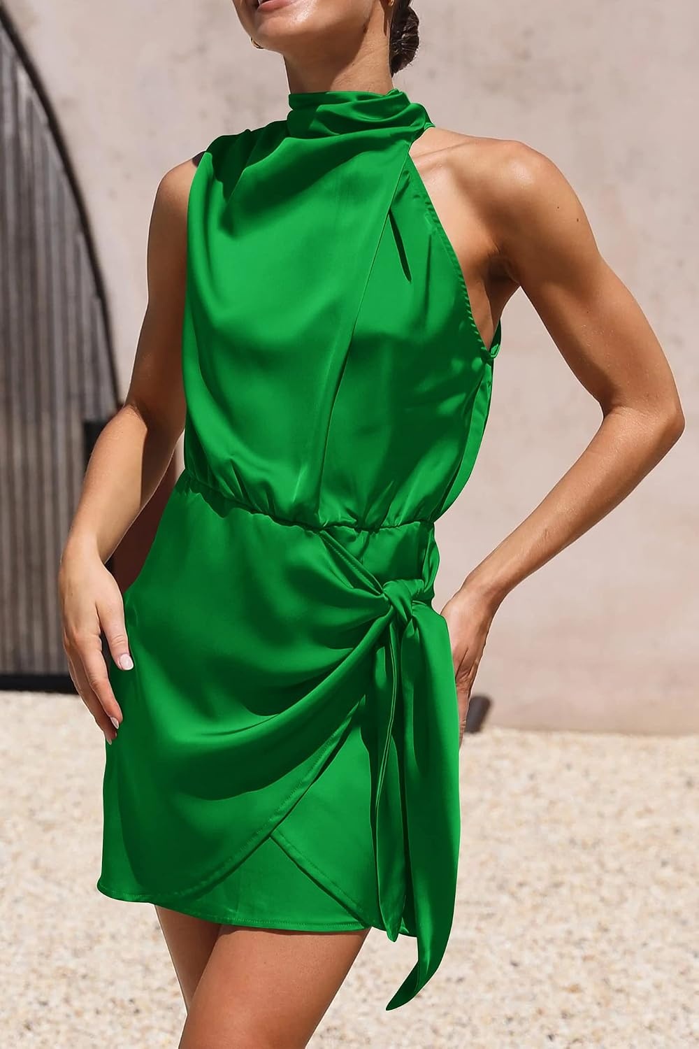 image:imagePRETTYGARDEN Womens Formal Short Satin Cocktail DressBrilliant Green