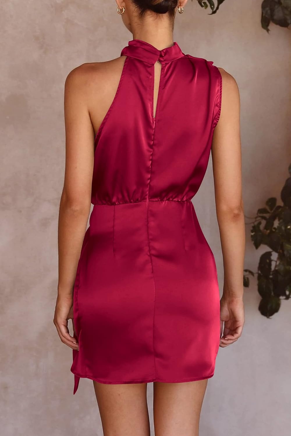 image:imagePRETTYGARDEN Womens Formal Short Satin Cocktail DressDeep Red