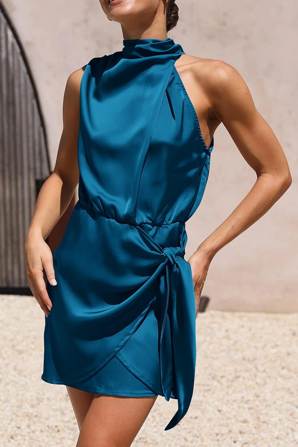 image:imagePRETTYGARDEN Womens Formal Short Satin Cocktail DressNavy