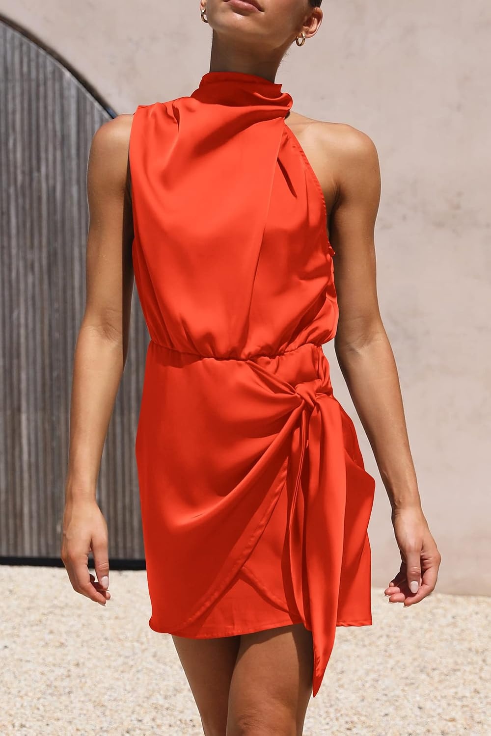 image:imagePRETTYGARDEN Womens Formal Short Satin Cocktail DressOrange