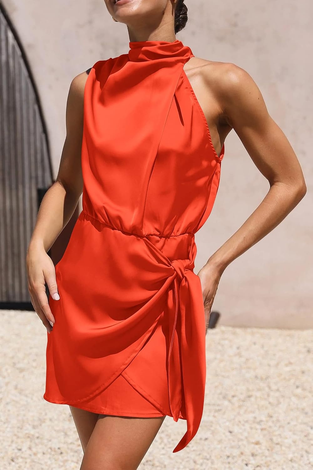 image:imagePRETTYGARDEN Womens Formal Short Satin Cocktail DressOrange