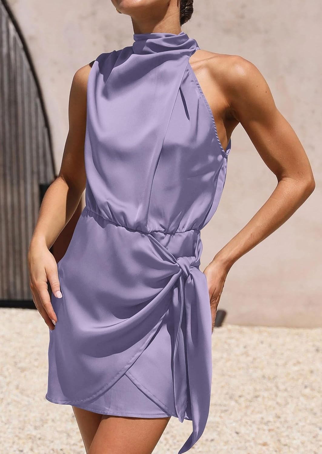 image:imagePRETTYGARDEN Womens Formal Short Satin Cocktail DressPurple