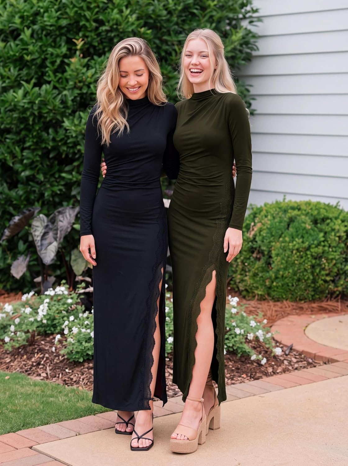 image:imagePRETTYGARDEN Womens Long Sleeve Wedding Guest Dress Fall Ruched Maxi DressBlack