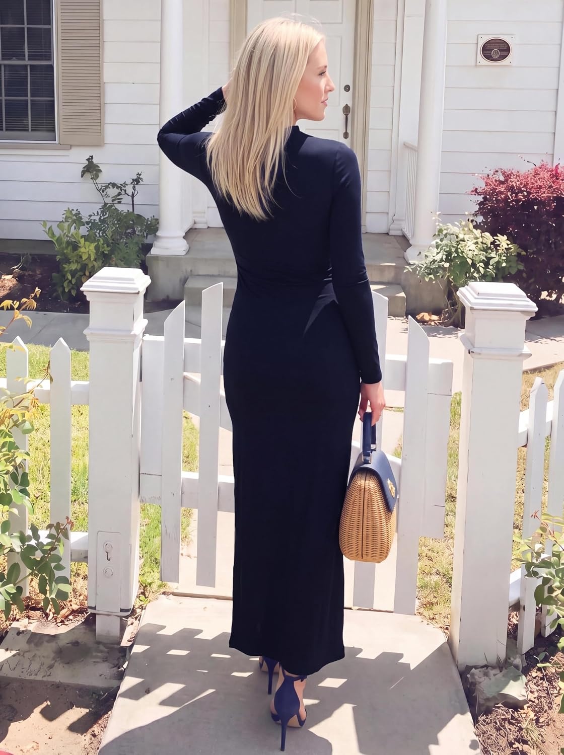 image:imagePRETTYGARDEN Womens Long Sleeve Wedding Guest Dress Fall Ruched Maxi DressNavy