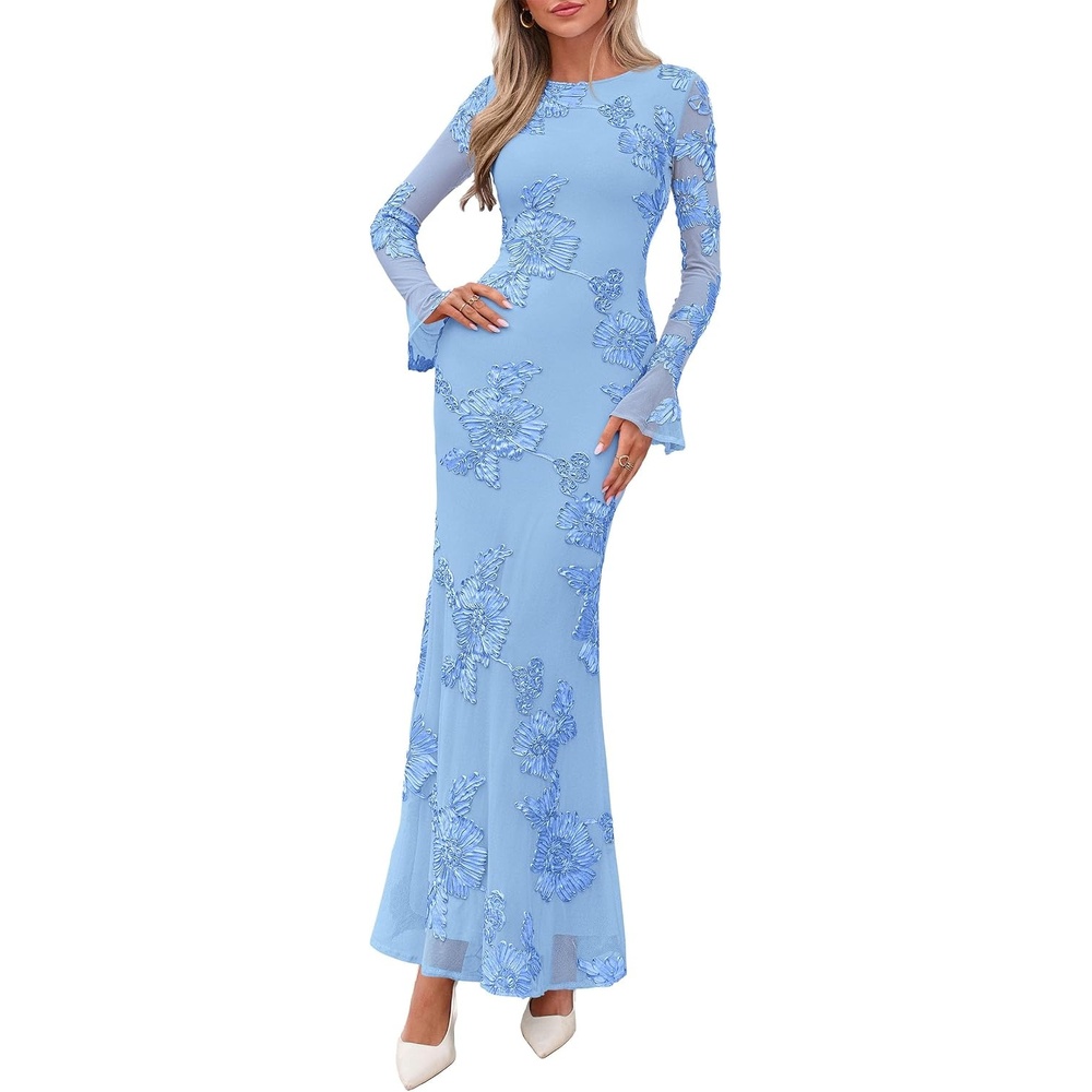 image:imagePRETTYGARDEN Womens Formal Floral Maxi Bodycon Wedding Guest Dresses 2026Light Blue
