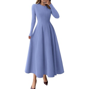 PRETTYGARDEN Women’s Fall Long Sleeve A Line Midi Elegant Cocktail Dress(Blue)