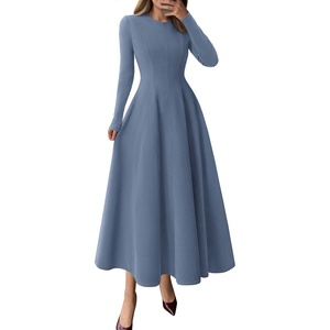 PRETTYGARDEN Women’s Fall Long Sleeve A Line Midi Elegant Cocktail Dress(Dusty Blue)