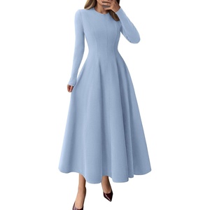 PRETTYGARDEN Women’s Fall Long Sleeve A Line Midi Elegant Cocktail Dress(Light Blue)